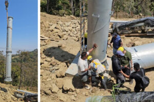 चिसापानीमा निर्माणाधीन केवलकारको पोल ठड्याउने काम सुरु