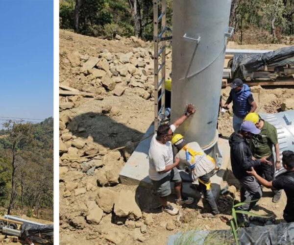 चिसापानीमा निर्माणाधीन केवलकारको पोल ठड्याउने काम सुरु